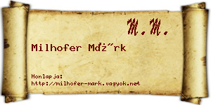 Milhofer Márk névjegykártya